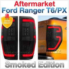 Smoked LED Tail Lights Rear Lights Compatible With Ranger PX T6 F150 MK1 MK2 Wildtrak XL XLS XLT Limited 2 F-150 F150 Styled Three LED Tail Rear Lamp for Aftermarket Pair Set Year 2011-2020