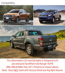 Sequential LED Smoked Tail Rear Lights Lamp For Ford Ranger T6 PX Wildtrak XLT Sequential LED Smoked Tail Rear Lights Lamp For Ford Ranger T6 PX Wildtrak XLT