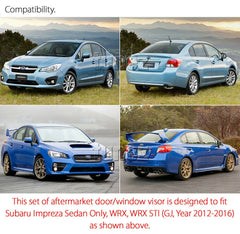 Window Door Visor Weathershield Weather Shield For Subaru Impreza WRX GJ 2012-16 Window Door Visor Weathershield Weather Shield For Subaru Impreza WRX GJ 2012-16
