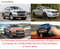 ABS Bonnet Protector Guard Shield For Ford Ranger T6 PX 2015-2021 XLT Wildtrak ABS Bonnet Protector Guard Shield For Ford Ranger T6 PX 2015-2021 XLT Wildtrak