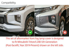 Matte Black Front Fog Light Lamp Cover For Mitsubishi Triton MR 2019 2020 Matt Matte Black Front Fog Light Lamp Cover For Mitsubishi Triton MR 2019 2020 Matt