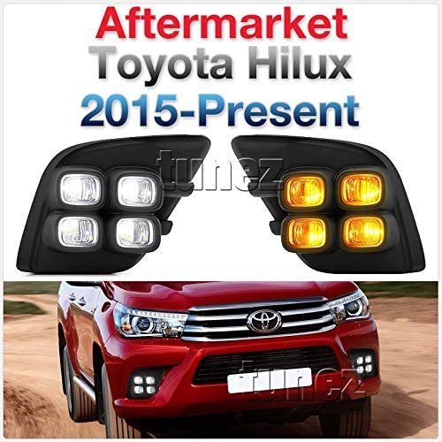DRL Daytime Running Light Bezel Turn Signal for Toyota Hilux 8th Generation AN120 AN130 New Pair LED Fog Lamp 2-In-1 SR SR5 Workmate 2015-2018 DRL Daytime Running Light Bezel Turn Signal for Toyota Hilux 8th Generation AN120 AN130 New Pair LED Fog Lamp 2-In-1 SR SR5 Workmate 2015-2018