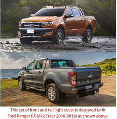 Head Light And Tail Light Guards for Ford Ranger PX2 MK2 T6 2016 2017 Matte Black Front Tail Rear Light Lamp Covers Trims Head Light And Tail Light Guards for Ford Ranger PX2 MK2 T6 2016 2017 Matte Black Front Tail Rear Light Lamp Covers Trims