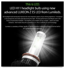H11 Lumileds LED Car Conversion Headlight Bulb White High Low Beam Fog Light Kit