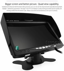 7" Quad Monitor Split Screen Reversing 3 Camera IR CCD 4PIN Kit Truck 24V/12V