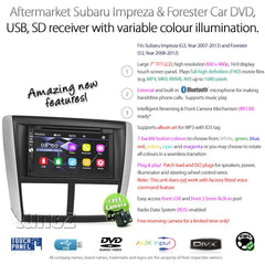 Car DVD Player Subaru Impreza Forester Stereo Radio CD USB Fascia Facia ISO Kit
