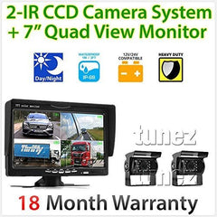 7" Split screen Monitor 24V 12V 2 CCD Reversing Camera 4PIN System Kit Caravan