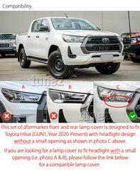 Black Headlight Head Light Lamp Cover Front For Toyota Hilux Mk3 2021 2022 SR