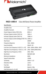 Nakamichi NGO-A80.4 Car Stereo Amplifier 4 Channels 2000 Watts Maximum Power Bass Boost Nakamichi NGO-A80.4 Car Stereo Amplifier 4 Channels 2000 Watts Maximum Power Bass Boost