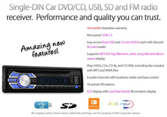Audio Single 1 DIN Head Unit CD USB SD Player 52Wx4 Car MP3 Radio ID3 Tag
