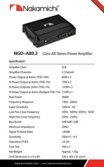 Nakamichi NGO-A80.2 Car Stereo Amplifier 960 Watts Maximum Power Nakamichi NGO-A80.2 Car Stereo Amplifier 960 Watts Maximum Power