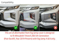 Matte Black Front Fog Light Lamp Cover For Mitsubishi Triton MR 2019 2020 GLX Matte Black Front Fog Light Lamp Cover For Mitsubishi Triton MR 2019 2020 GLX
