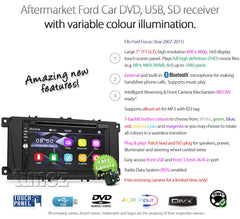 Car DVD MP3 Player Ford Focus 2007 2008 2009 Mk2 Radio Stereo Head Unit USB CD