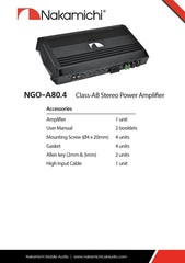 Nakamichi NGO-A80.4 Car Stereo Amplifier 4 Channels 2000 Watts Maximum Power Bass Boost