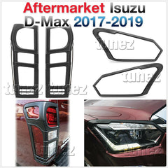 Matt Black Front Tail Rear Light Head Lamp Cover Isuzu D-Max DMax RT85 2017 2018