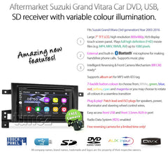 Suzuki Grand Vitara Car DVD USB MP3 Player Stereo Radio JB Fascia Facia ISO Kit
