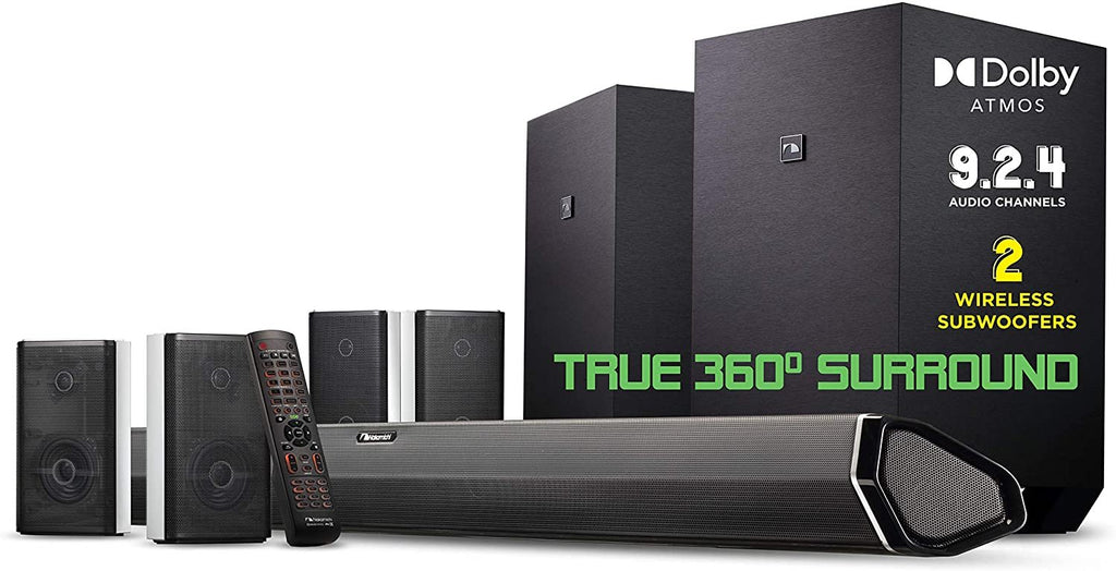 Nakamichi Shockwafe Ultra 9.2.4 Ch 1000W Dolby Atmos Soundbar with Dual 10" Subs (Wireless), Four 2-Way Rear Speakers & Dolby Vision Nakamichi Shockwafe Ultra 9.2.4 Ch 1000W Dolby Atmos Soundbar with Dual 10" Subs (Wireless), Four 2-Way Rear Speakers & Dolby Vision