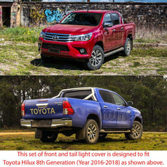 Front Tail Rear Light Lamp Cover For Toyota Hilux 2016 2017 2018 TRD Black Front Tail Rear Light Lamp Cover For Toyota Hilux 2016 2017 2018 TRD Black