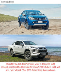 Window Door Visor Weathershield Weather Shield Rain For Mitsubishi Triton MQ MR Window Door Visor Weathershield Weather Shield Rain For Mitsubishi Triton MQ MR