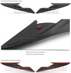 Front Tail Rear Light Lamp Covers For Toyota Fortuner Black 2015 2016 2017 2018