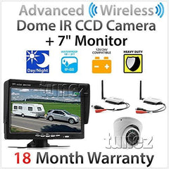 24V 12V Wireless Reversing Camera Kit IP 68 Waterproof View Back Up Dome Infrared CCD Camera, 7 Inches TFT LCD Rearview Monitor for Vans, Camping Cars, Trucks, Trailer