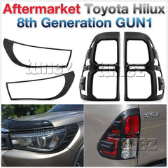 Front Tail Rear Light Lamp Cover For Toyota Hilux 2016 2017 2018 Black Eyelid