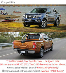 Matte Black Keyless Smart Key Door Handle Cover For Nissan Navara NP300 D23 Matte Black Keyless Smart Key Door Handle Cover For Nissan Navara NP300 D23