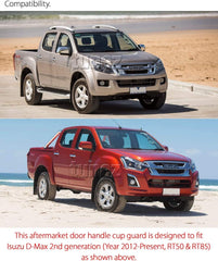 4x Door Handle Cup Guard Cover Matt Matte Black Isuzu D-Max RT50 RT85 4x Door Handle Cup Guard Cover Matt Matte Black Isuzu D-Max RT50 RT85