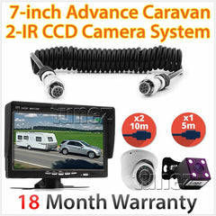 Caravan 2 Camera 4PIN System Trailer Suzi Cable 7" Monitor 12V/24V Reversing CCD