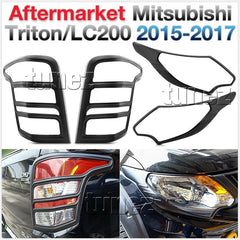 Front Tail Rear Light Lamp Cover Black For Mitsubishi Triton LC200 2015-2017