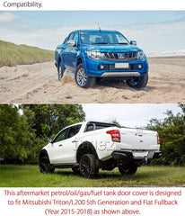 Petrol Gas Fuel Tank Door Cap Black Cover Car Compatible with Mitsubishi Triton MQ Year 2015-2018 Petrol Gas Fuel Tank Door Cap Black Cover Car Compatible with Mitsubishi Triton MQ Year 2015-2018