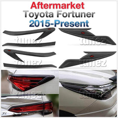 Front Tail Rear Light Lamp Covers For Toyota Fortuner Black 2015 2016 2017 2018