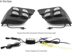 DRL Daytime Running Light Bezel Turn Signal for Toyota Hilux 8th Generation AN120 AN130 New Pair LED Fog Lamp 2-In-1 SR SR5 Workmate 2015-2018 DRL Daytime Running Light Bezel Turn Signal for Toyota Hilux 8th Generation AN120 AN130 New Pair LED Fog Lamp 2-In-1 SR SR5 Workmate 2015-2018