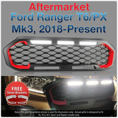 LED Matt Black Grille For Ford Ranger XL XLT XLS Sport Matte Grill Front Mesh