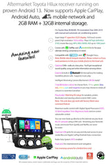 9'' Android Auto CarPlay For Toyota Hilux 2005-2014 Stereo GPS Radio MP3 DSP