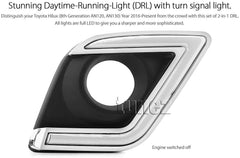 New DRL Daytime Running Light for Toyota Hilux 2015-2018 8th Generation AN120 AN130 LED Fog Lamp Turn Signal LED 2-In-1 SR SR5 Workmate