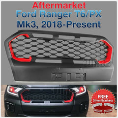 Matt Black Grille For Ford Ranger Wildtrak MK3 T6 PX Matte Grill Front Mesh