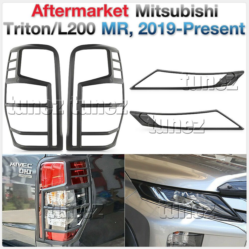 Matte Black Front Rear Tail Light Lamp Covers For Mitsubishi Triton MR 2019 2020 Matte Black Front Rear Tail Light Lamp Covers For Mitsubishi Triton MR 2019 2020