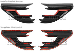 Front Tail Rear Light Lamp Cover Compatible With Toyota Hilux GUN1 2016-2020 TRD Black & Red