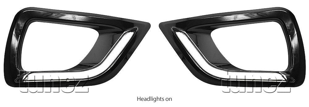 LED Daytime Running Light DRL For Nissan Navara NP300 D23 Fog Lamp Glossy Black