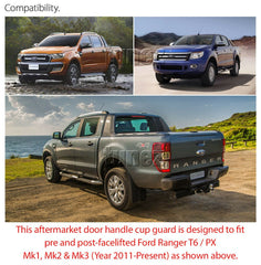 Matt Door Handle Cup Guard Cover For Ford Ranger T6 PX3 MK1 MK2 MK3 XL XLT Matt Door Handle Cup Guard Cover For Ford Ranger T6 PX3 MK1 MK2 MK3 XL XLT