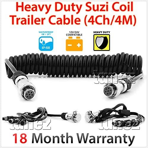 4-Channel 4 Meter Suzi Coil Trailer Cable 4PIN Connectors Truck Trailer Caravan 4-Channel 4 Meter Suzi Coil Trailer Cable 4PIN Connectors Truck Trailer Caravan