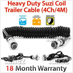 4-Channel 4 Meter Suzi Coil Trailer Cable 4PIN Connectors Truck Trailer Caravan
