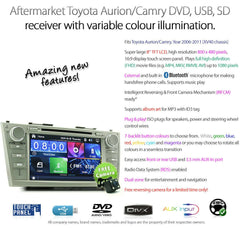8" Car DVD USB Player For Toyota Aurion Camry Stereo Radio Head Unit ACV40R