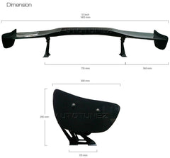 57" Universal Racing Carbon Fiber Rear Spoiler GT Wing Track Drift Type H