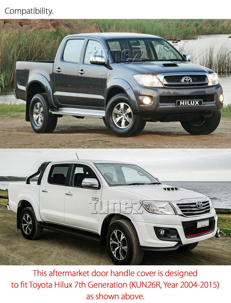 Matte Black Key Door Handle Cover Guard For Toyota Hilux KUN26 2004 2005-2015