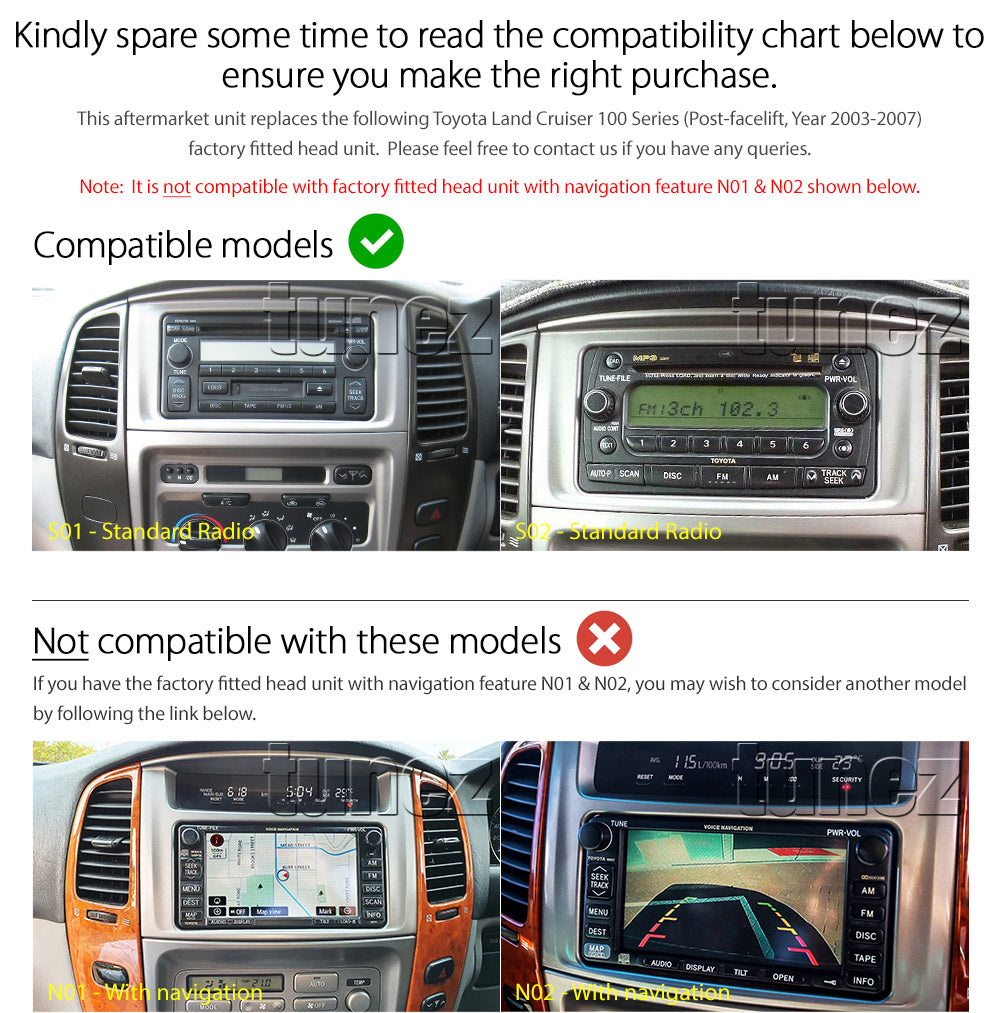 Apple CarPlay Android Auto For Toyota Landcruiser 100 2003-2007 Stereo Radio MP3