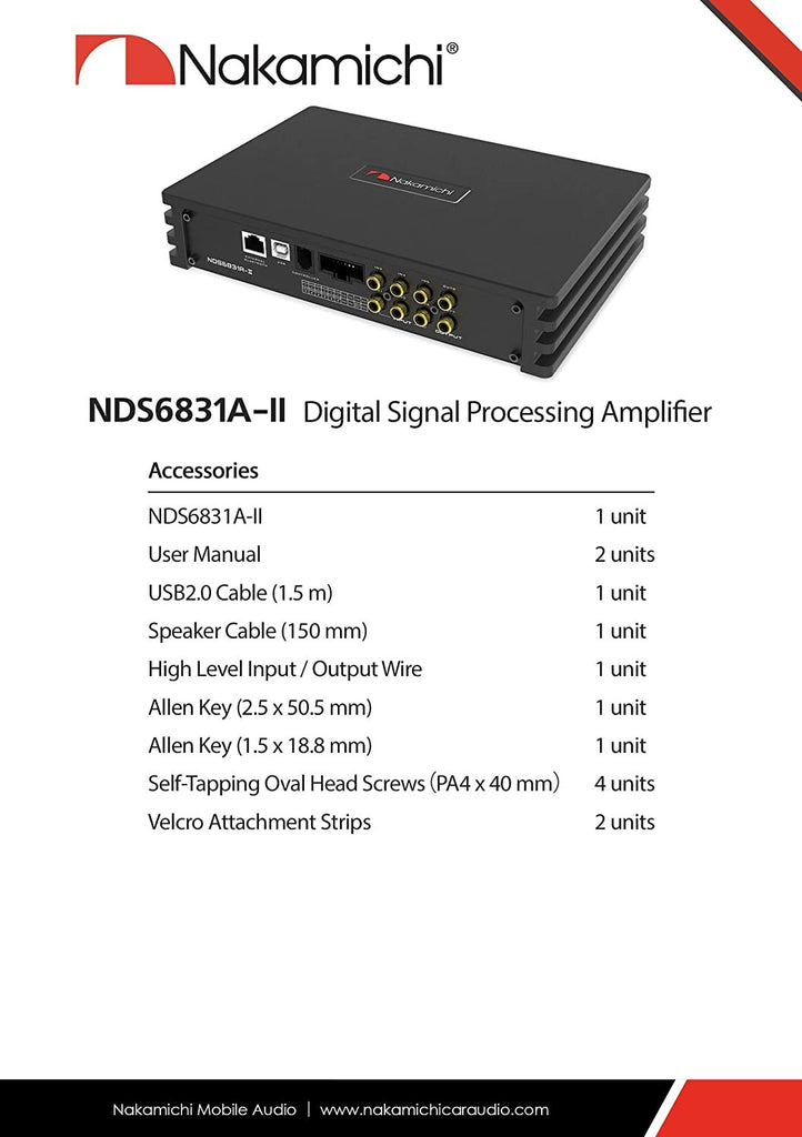 Nakamichi NDS6831A-II Car Stereo Digital Signal Processing Power Car Amplifier DSP 6 Channels High 2 Channels Low Level Input External Bluetooth Optical