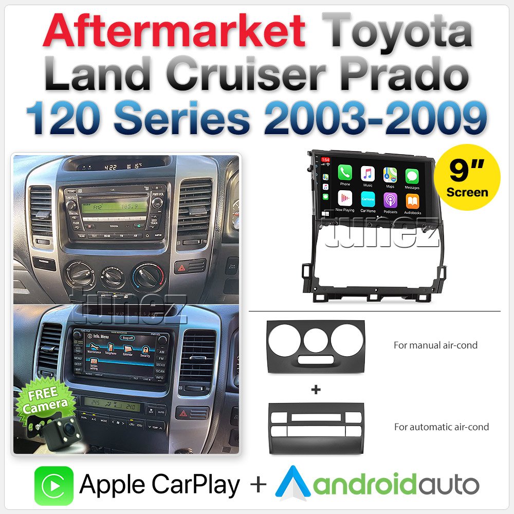 Apple CarPlay Android Auto For Toyota Land Cruiser Prado 120 Series Stereo Radio