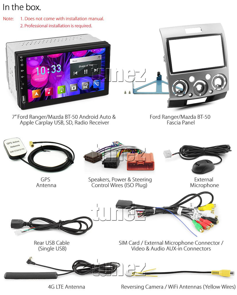 Android Car Radio For Ford Ranger Mazda BT-50 Stereo Head Unit MP3 Fascia Kit